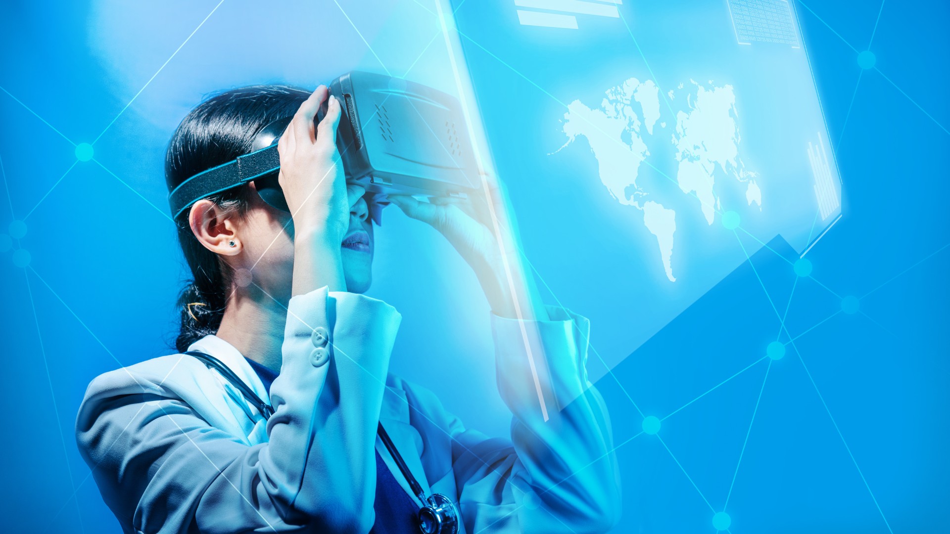 A person using augmented reality to interact with digital objects in their living room