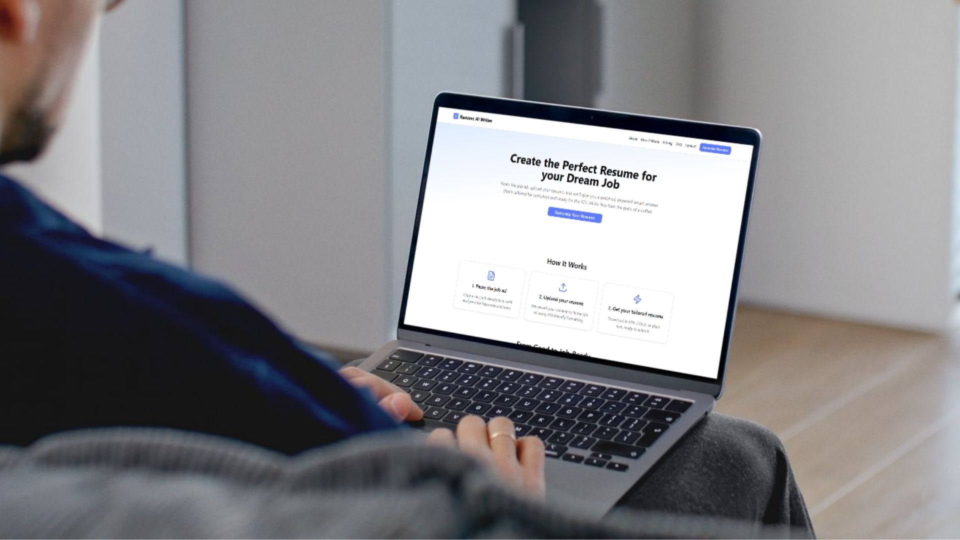 AI-generated resume displayed with editable fields.