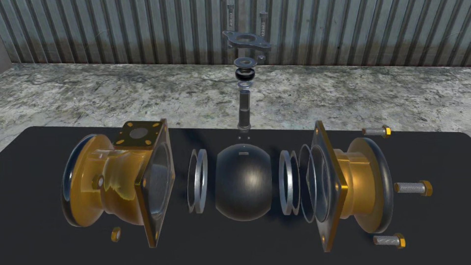 Two hands refering to a bunch of valve components on a table.